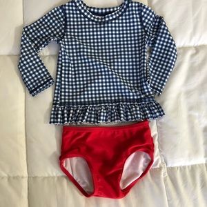 Like new Ruffle Butts 2 piece swim/rashguard 18-24
